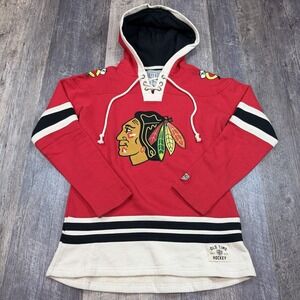 Old Time Hockey Chicago Blackhawks Hoodie Women's M/L Red Lace Up NHL Pullover